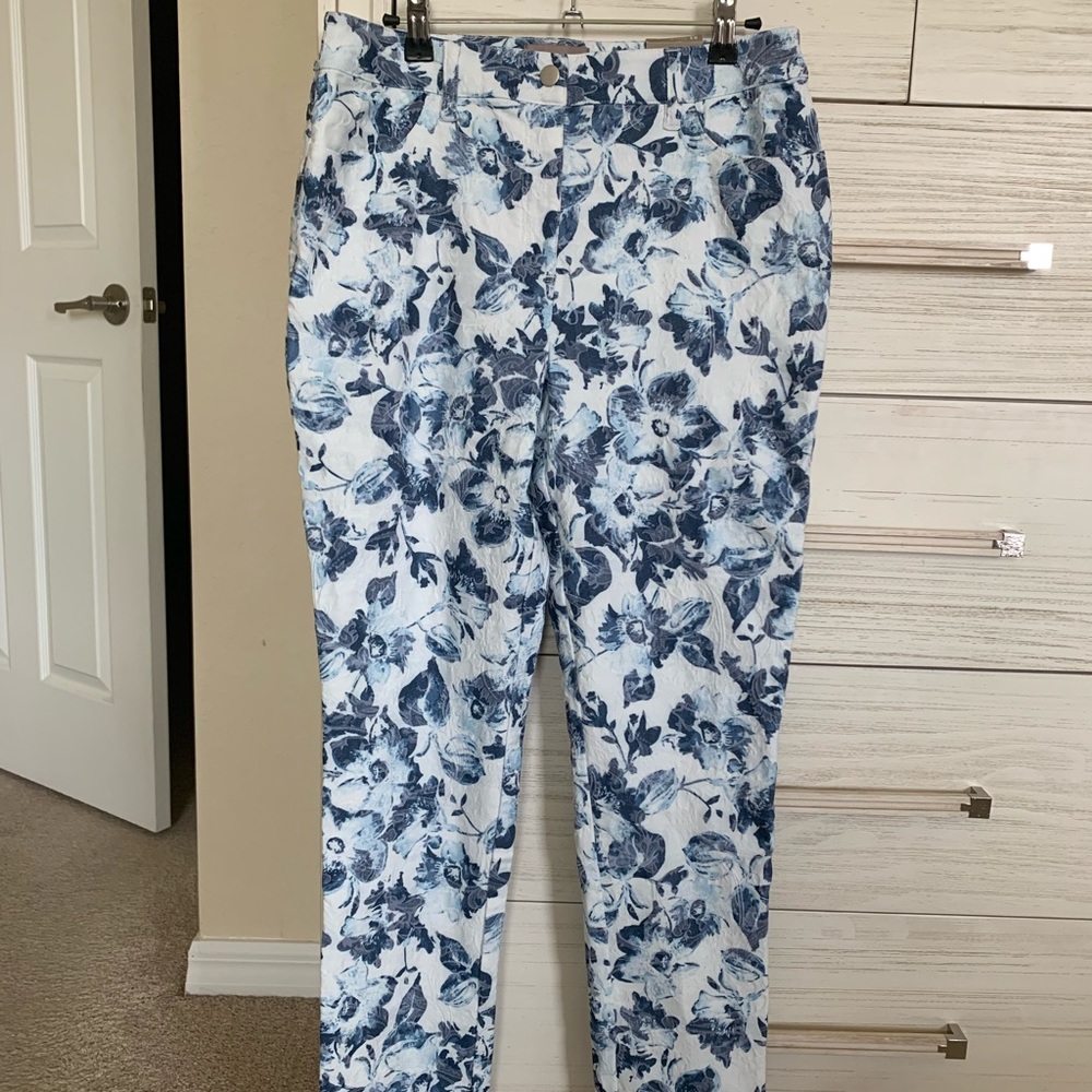 Jacquard slim ankle pants